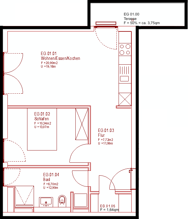 Grundriss Wohnung 1